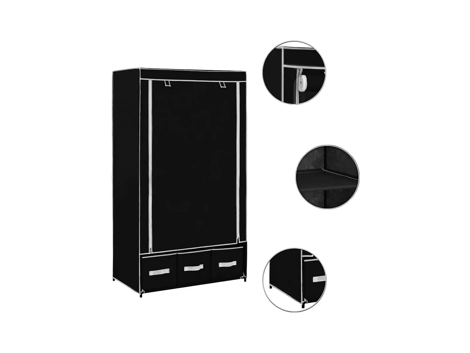 Kledingkast 87x49x159 cm stof zwart