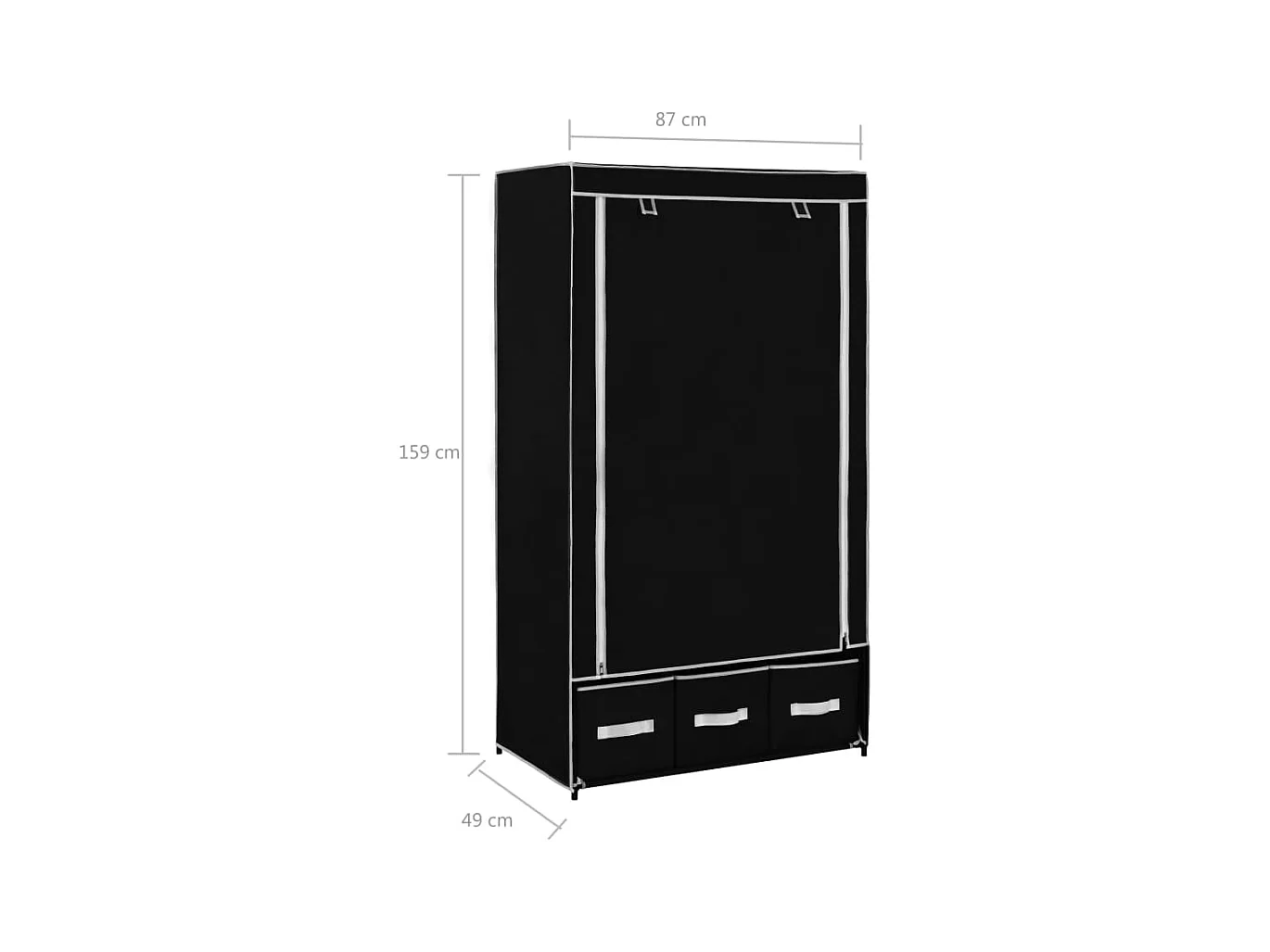 Kledingkast 87x49x159 cm stof zwart
