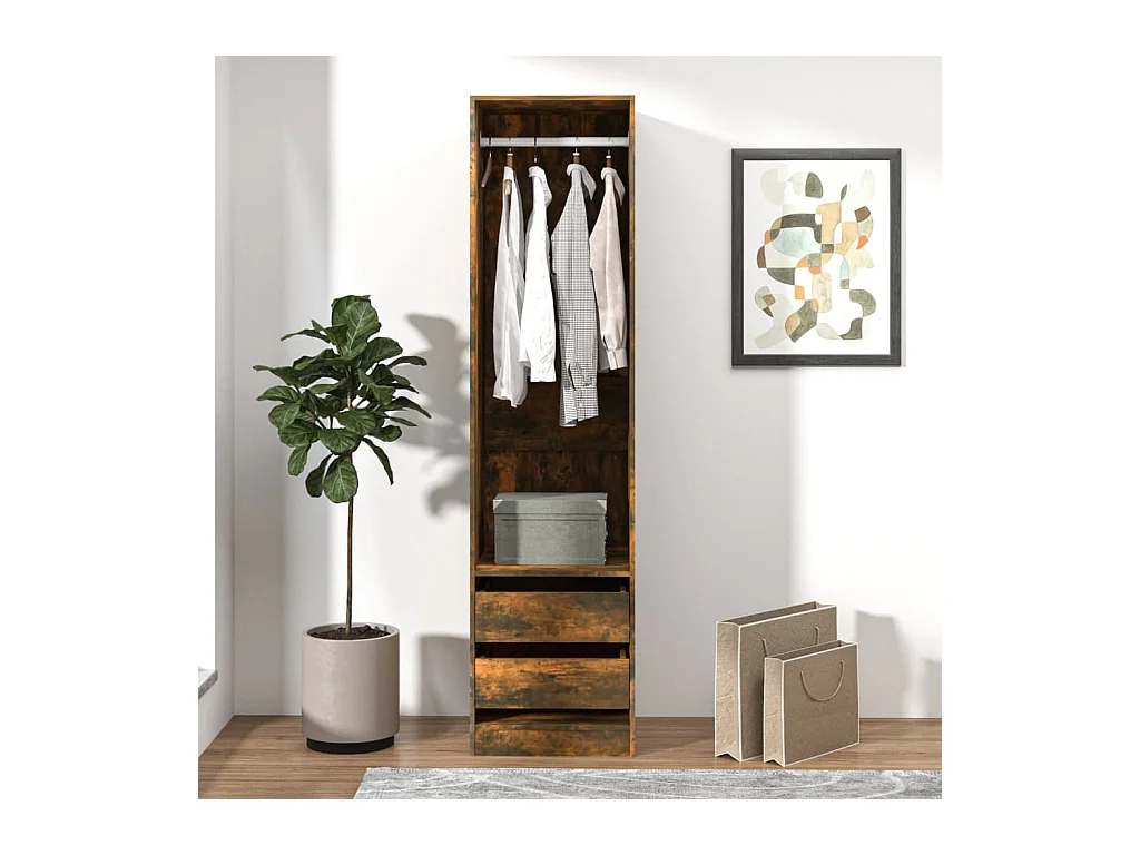 Armoire avec tiroirs Chêne fumé 50x50x200 cm Bois d'ingénierie