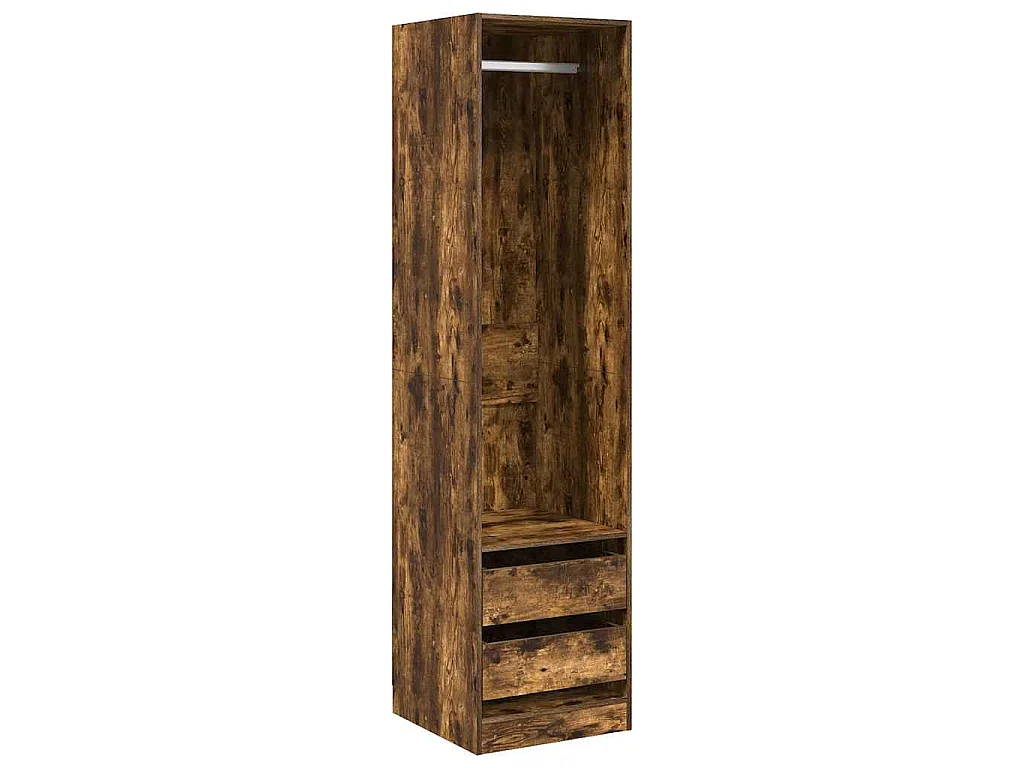 Armadio con Cassetti Rovere Fumo 50x50x200 cm Legno Multistrato