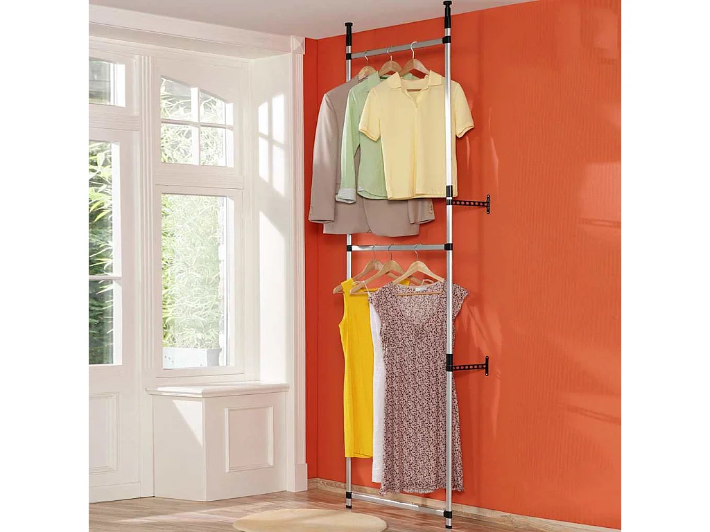 Système de garde-robe télescopique barres et étagère Aluminium