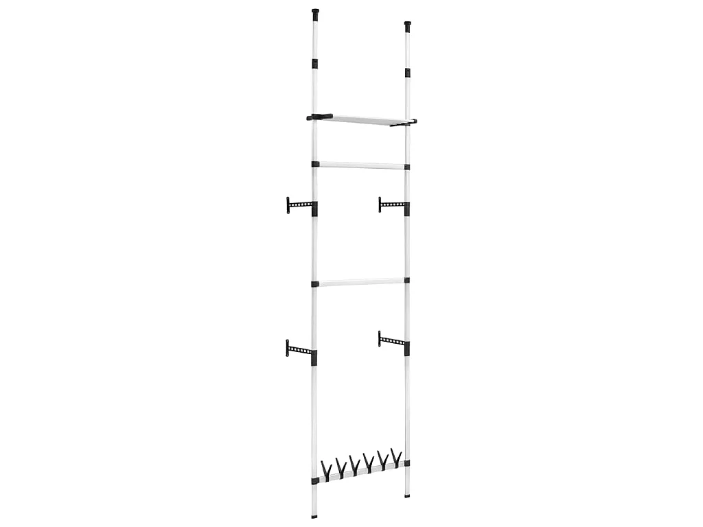 Système de garde-robe télescopique barres et étagère Aluminium