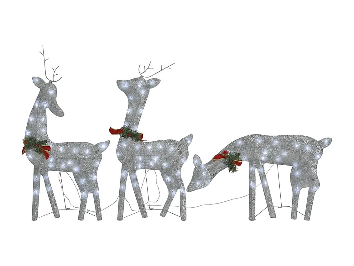 Kerstversiering rendierfamilie 270x7x90 cm gaas wit zilverkleur