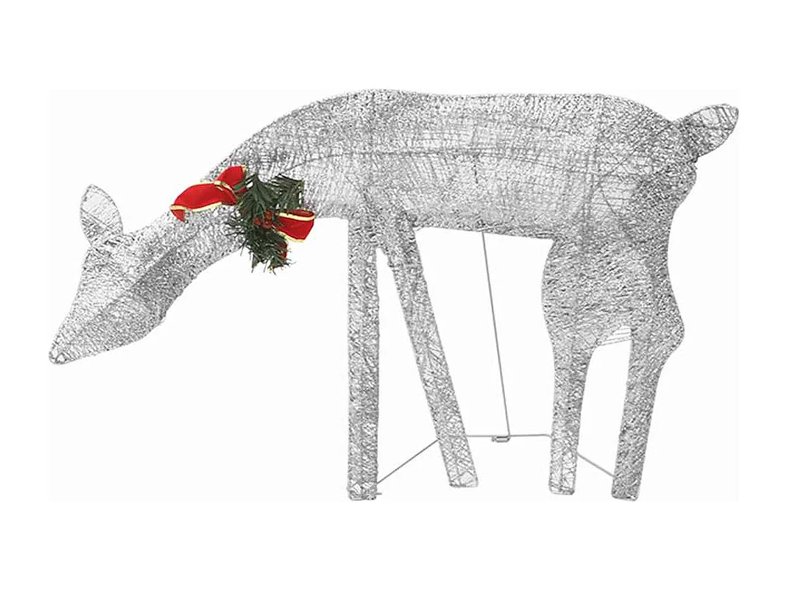 Kerstversiering rendierfamilie 270x7x90 cm gaas wit zilverkleur