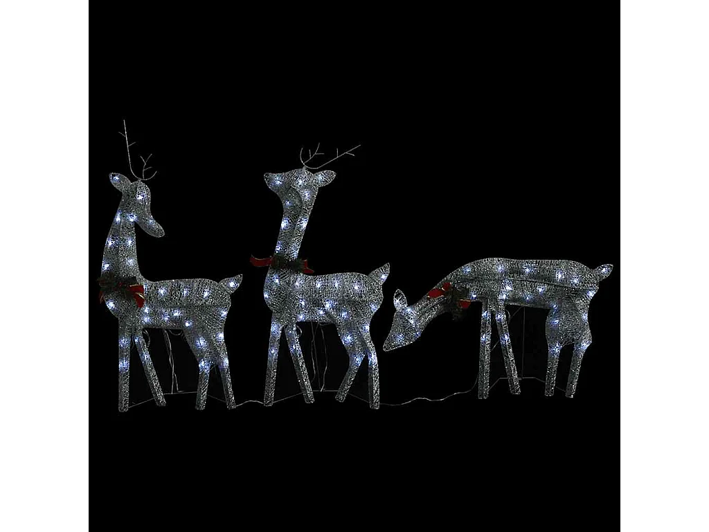 Kerstversiering rendierfamilie 270x7x90 cm gaas wit zilverkleur