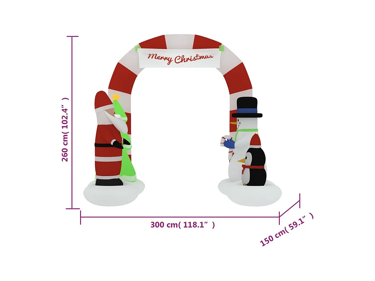 Porte voûtée gonflable de Noël avec LED 260 cm