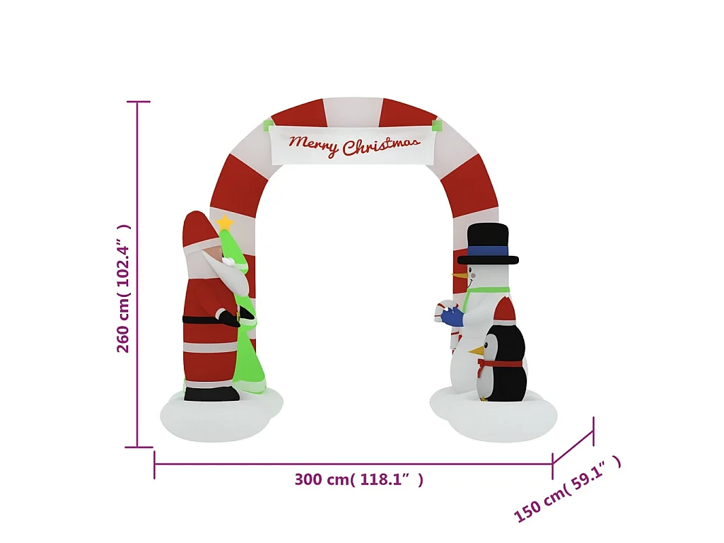 Porte voûtée gonflable de Noël avec LED 260 cm