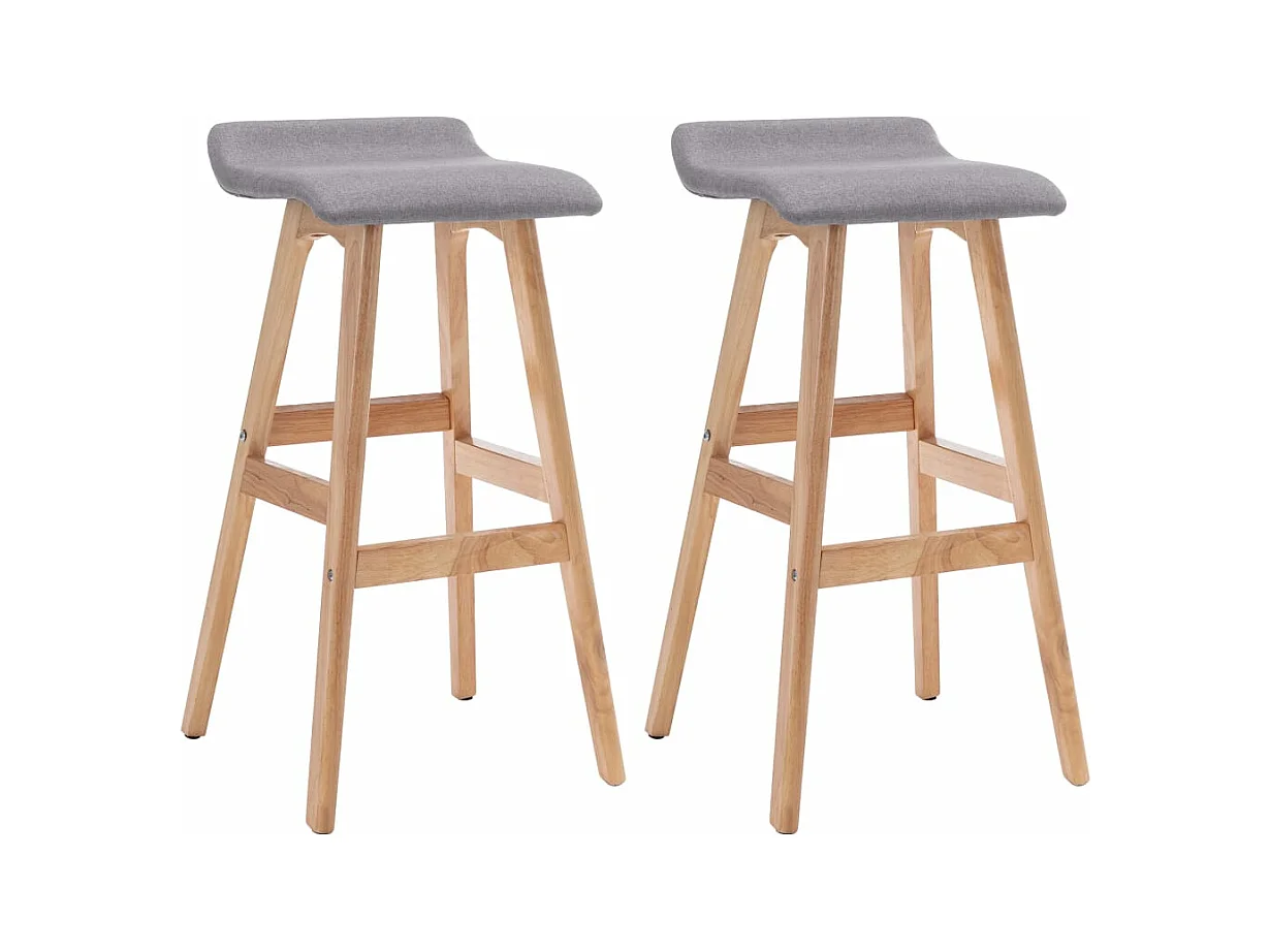 Tabourets de bar lot de 2 gris clair tissu