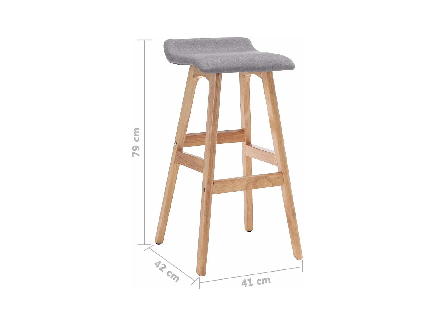Tabourets de bar lot de 2 gris clair tissu