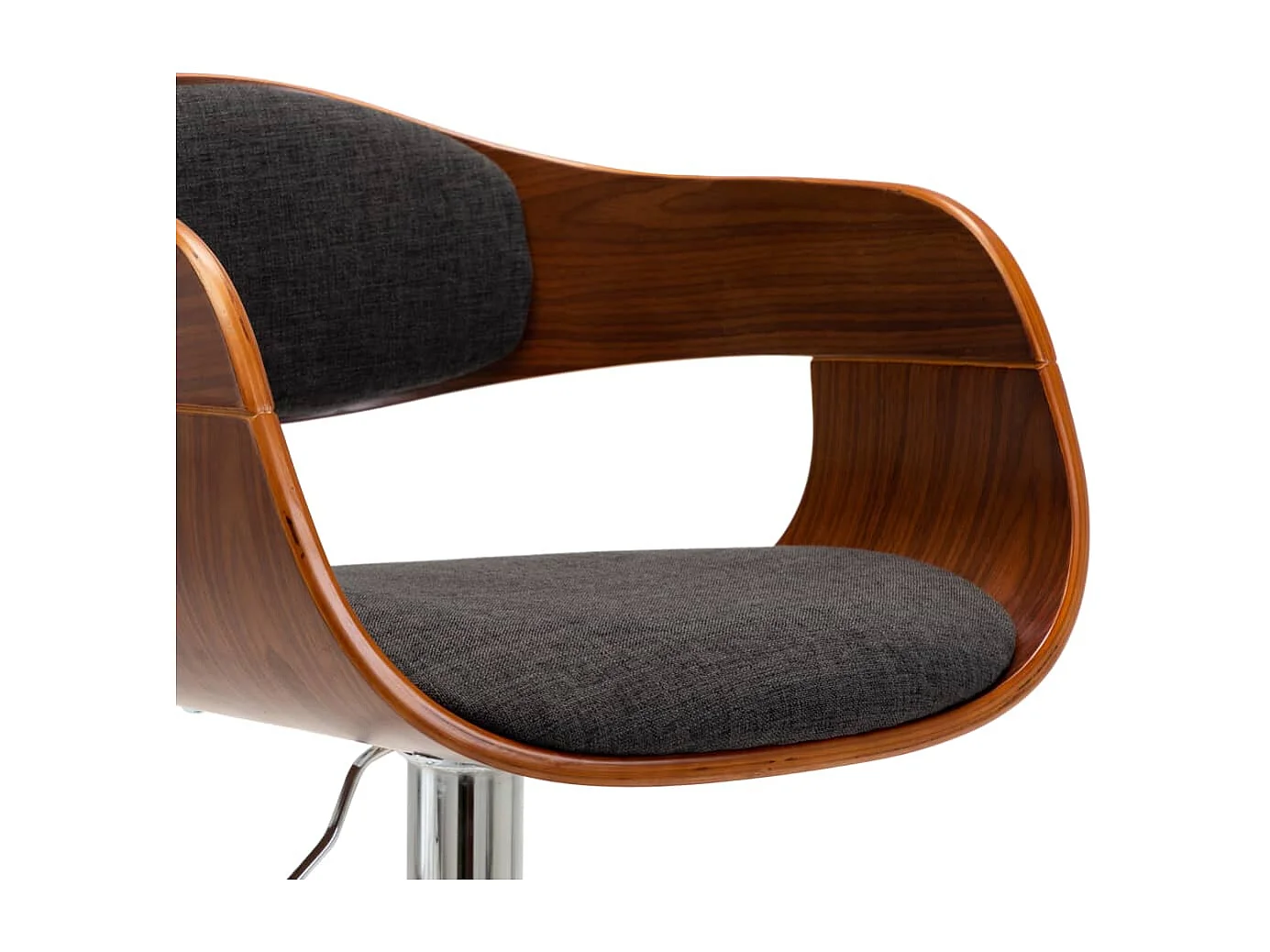 Chaises de bar lot de 2 gris bois courbé et tissu