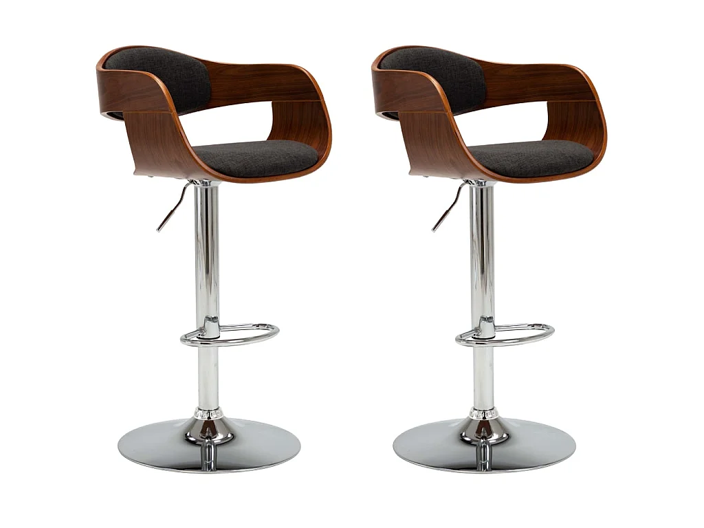 Barhocker 2 Stk. Grau Bugholz und Stoff