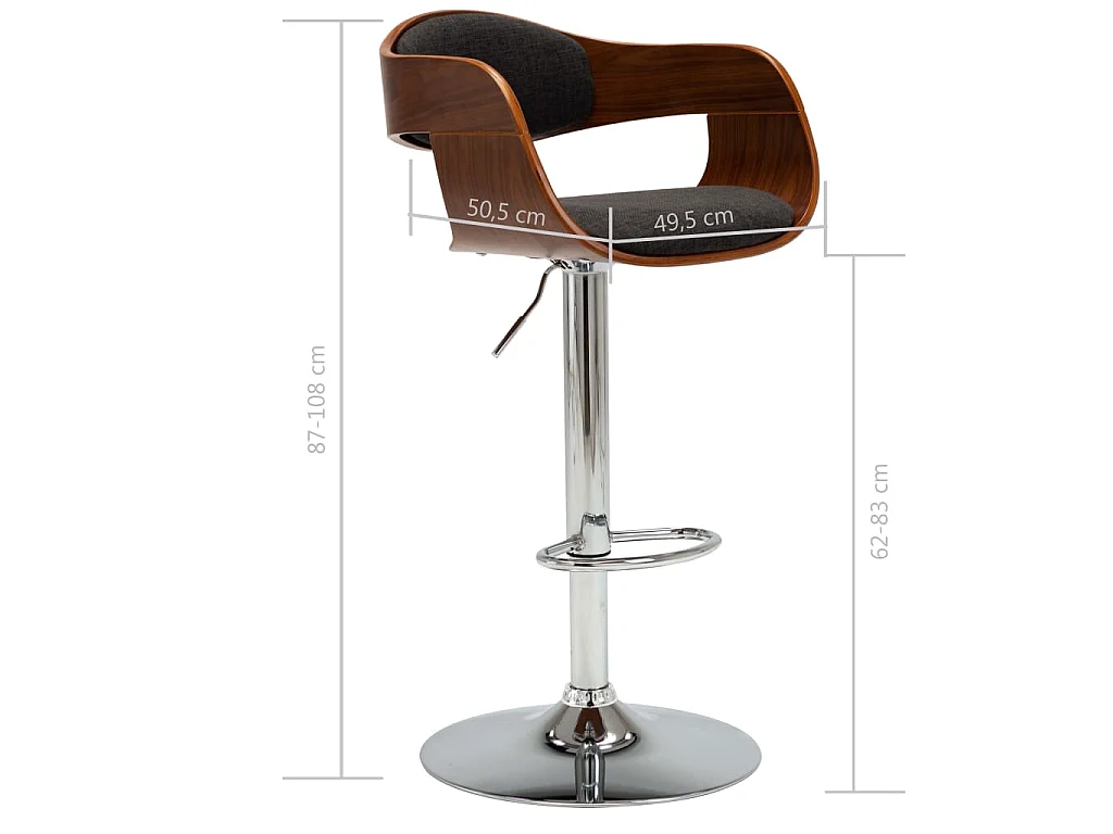 Barhocker 2 Stk. Grau Bugholz und Stoff