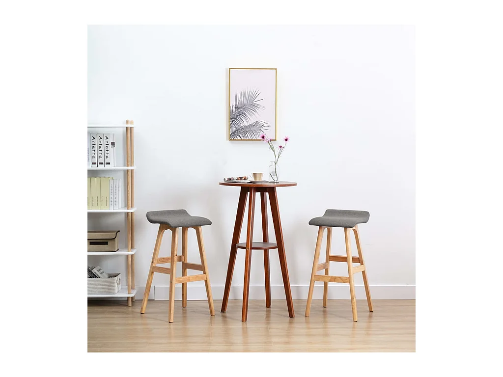 Tabourets de bar lot de 2 gris foncé tissu