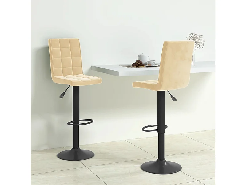 Barhocker 2 Stk. Creme Samt
