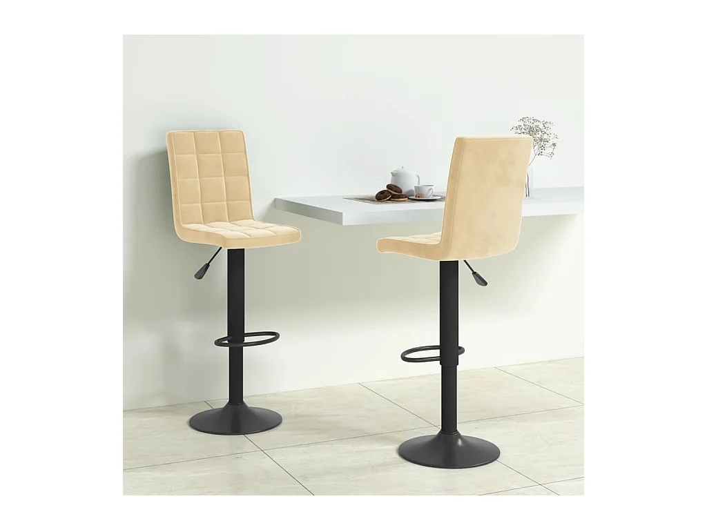 Tabourets de bar lot de 2 crème velours