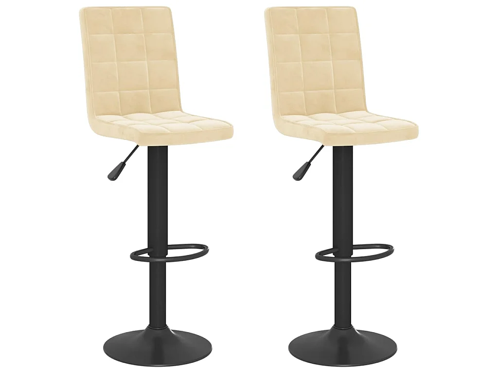 Tabourets de bar lot de 2 crème velours