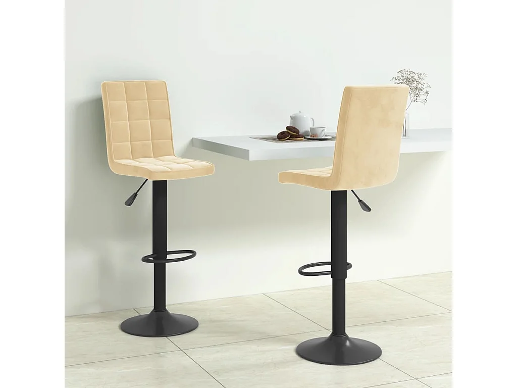 Tabourets de bar lot de 2 crème velours