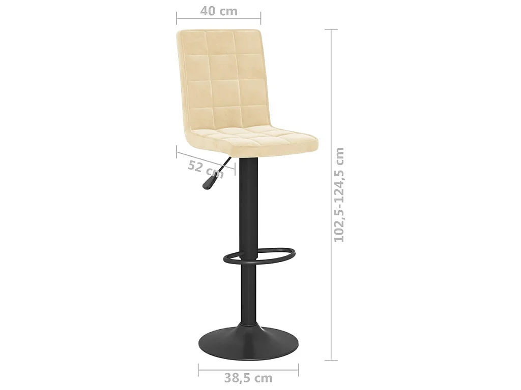 Tabourets de bar lot de 2 crème velours