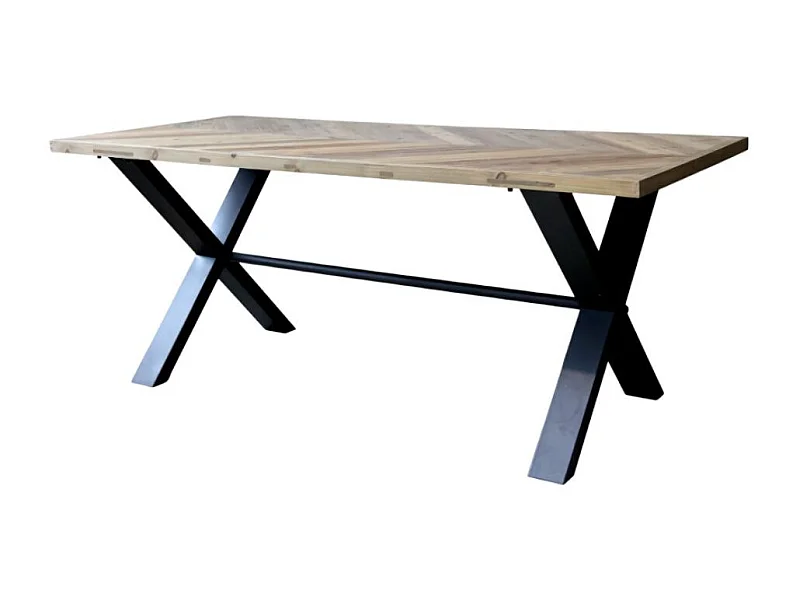 Table à manger en bois marron et fer forgé noir 200 x 90 x 77 cm