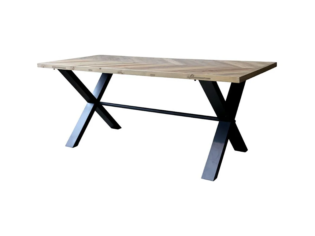 Table à manger en bois marron et fer forgé noir 200 x 90 x 77 cm