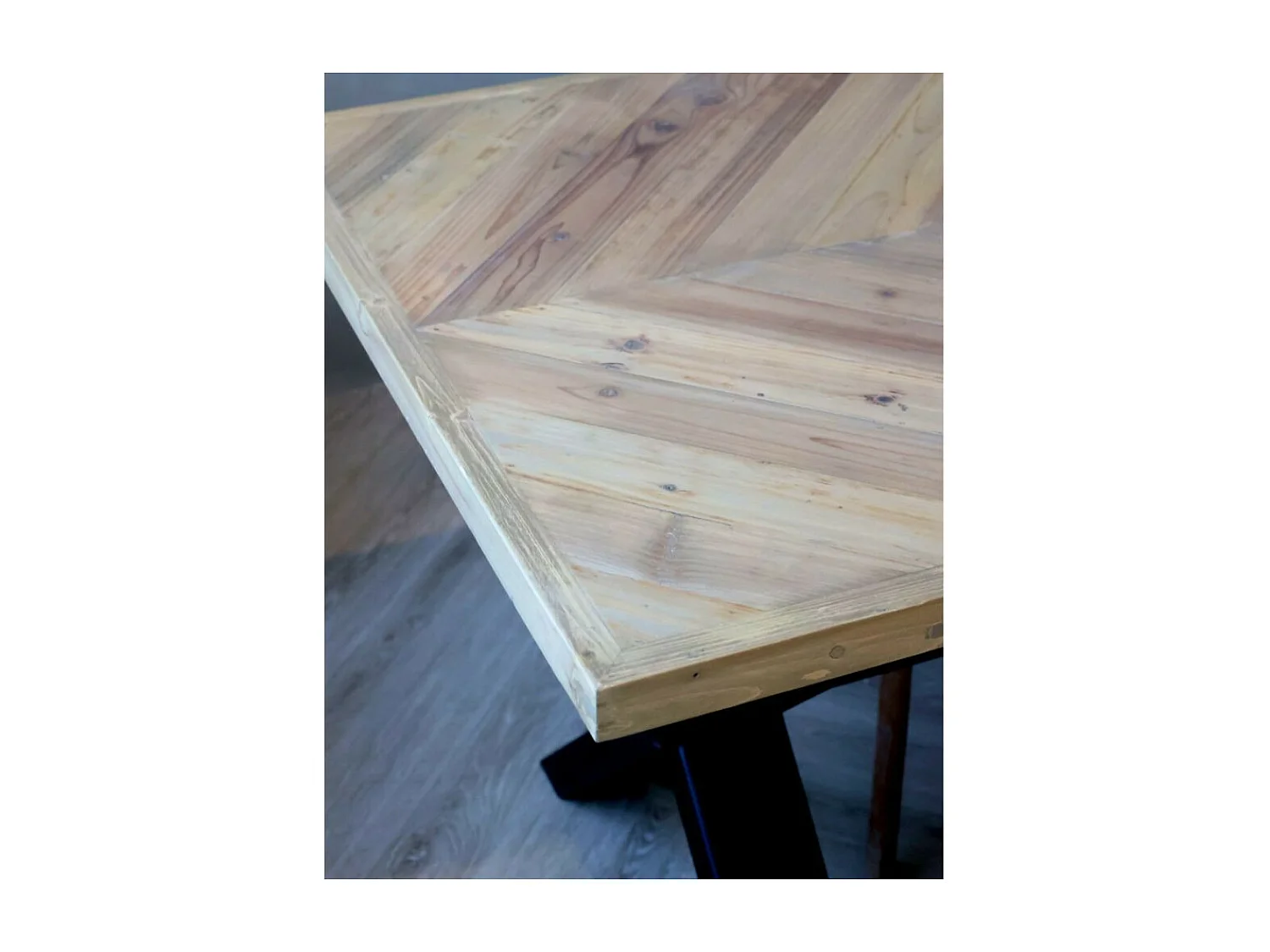 Table à manger en bois marron et fer forgé noir 200 x 90 x 77 cm