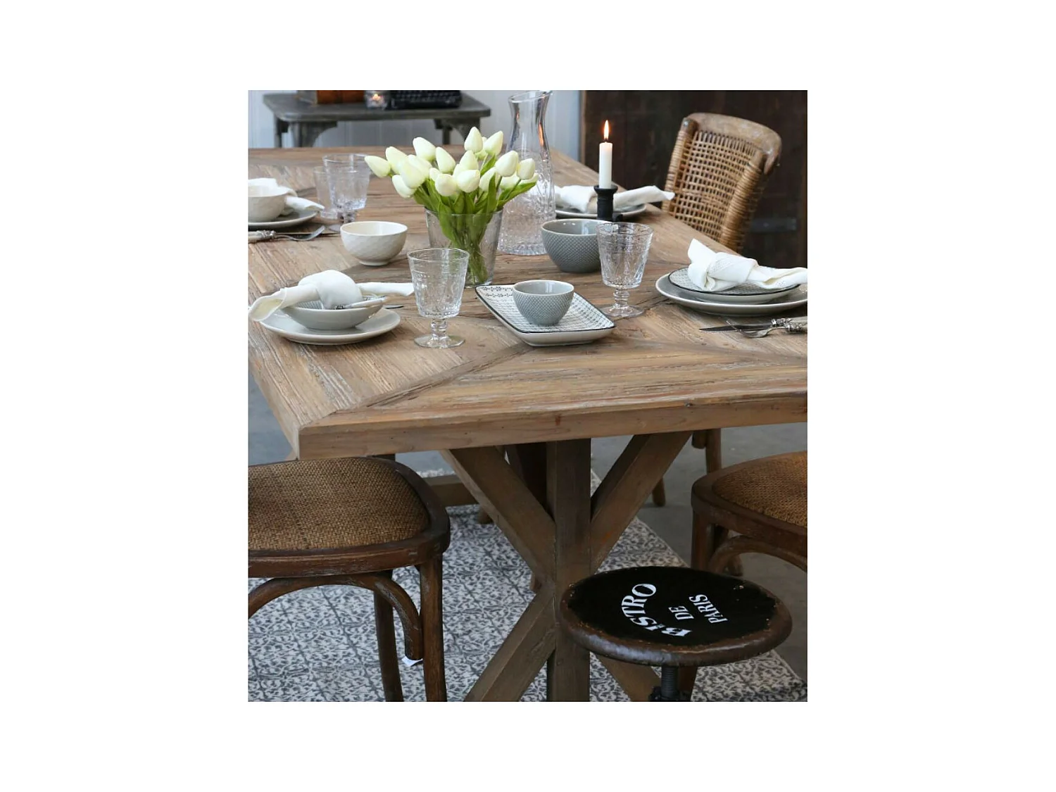 Table à manger en bois recyclé marron 200 x 90 x 77 cm