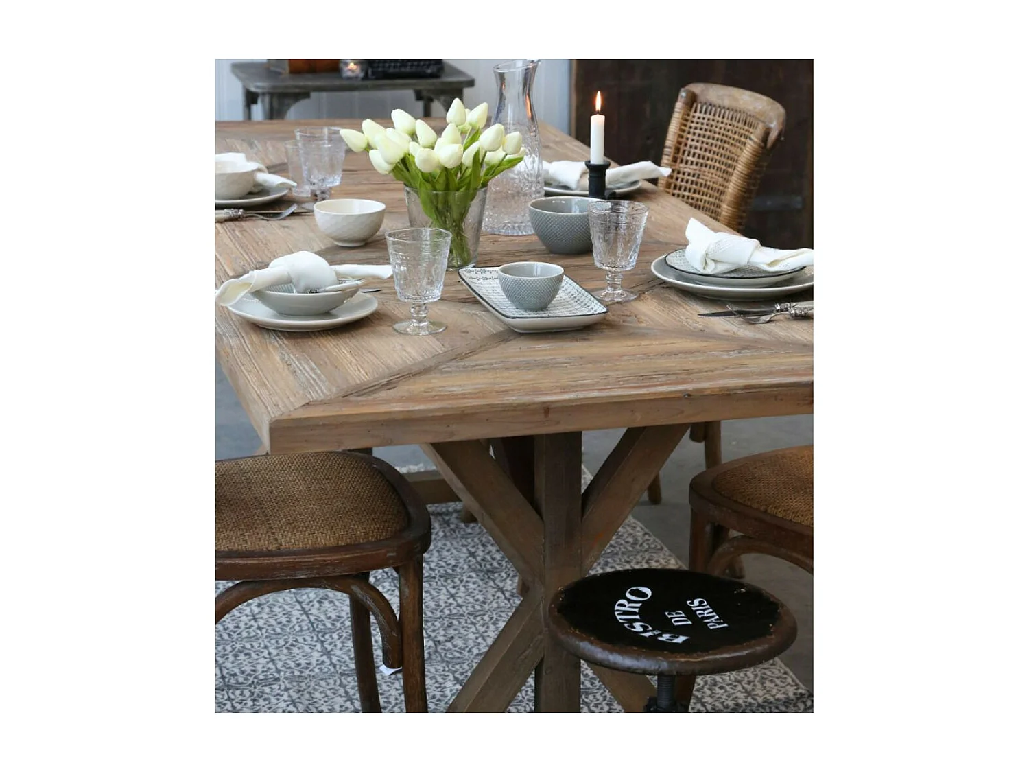 Table à manger en bois recyclé marron 200 x 90 x 77 cm