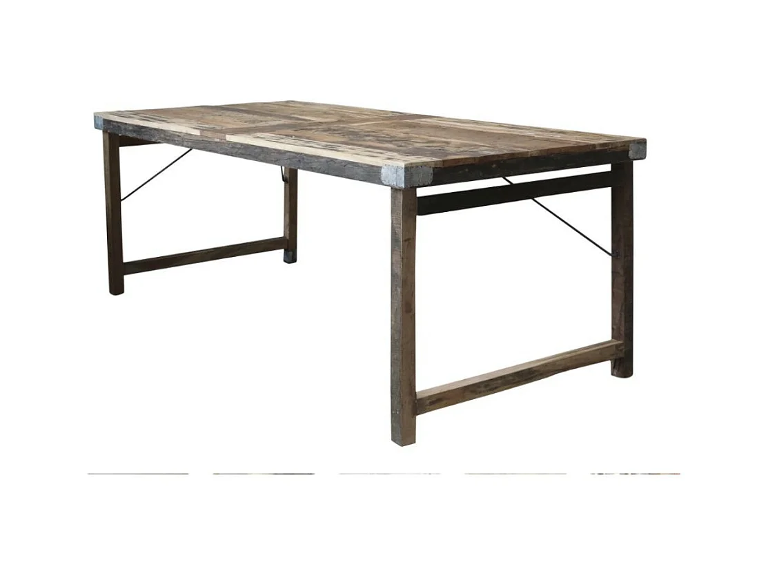 Table antique en bois recyclé marron 200 x 100 x 78 cm