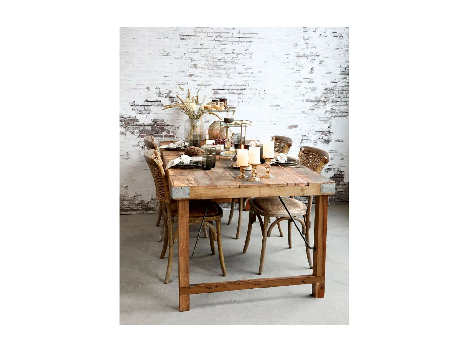 Table antique en bois recyclé marron 200 x 100 x 78 cm