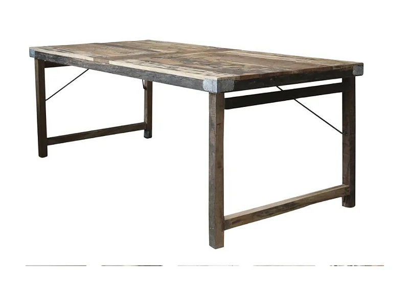 Table antique en bois recyclé marron 200 x 100 x 78 cm