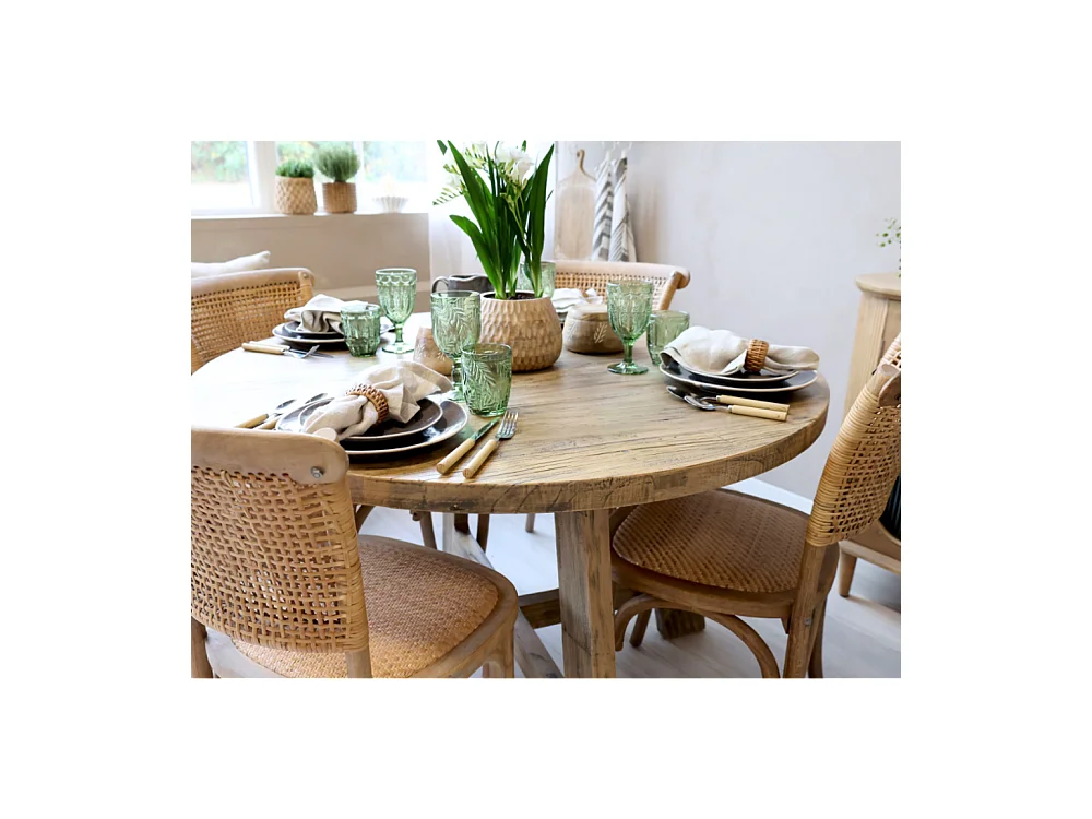 Table à manger en bois recyclé marron Ø.120 x Ht.76 cm