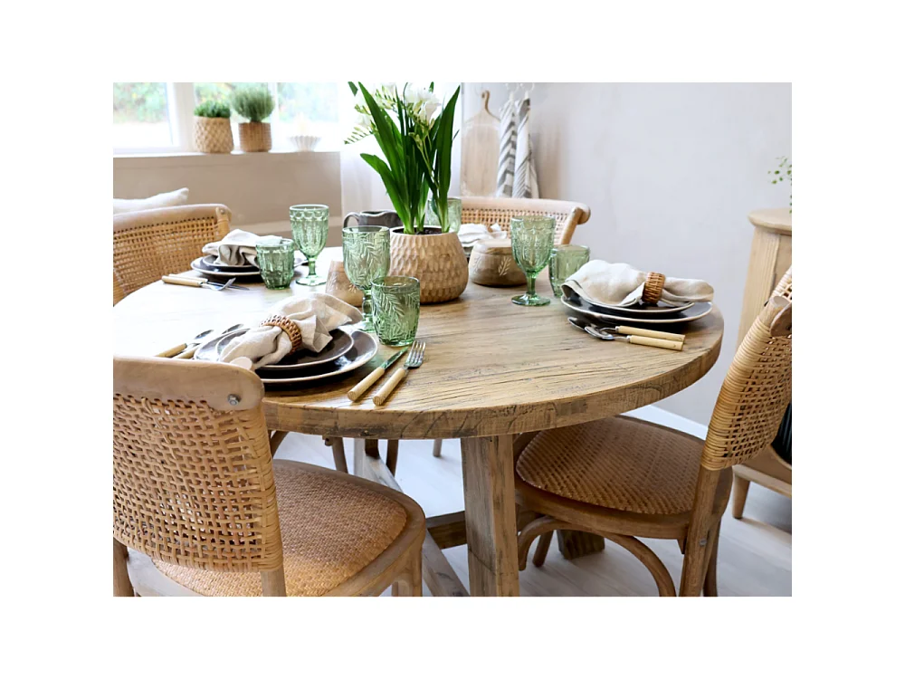 Table à manger en bois recyclé marron Ø.120 x Ht.76 cm