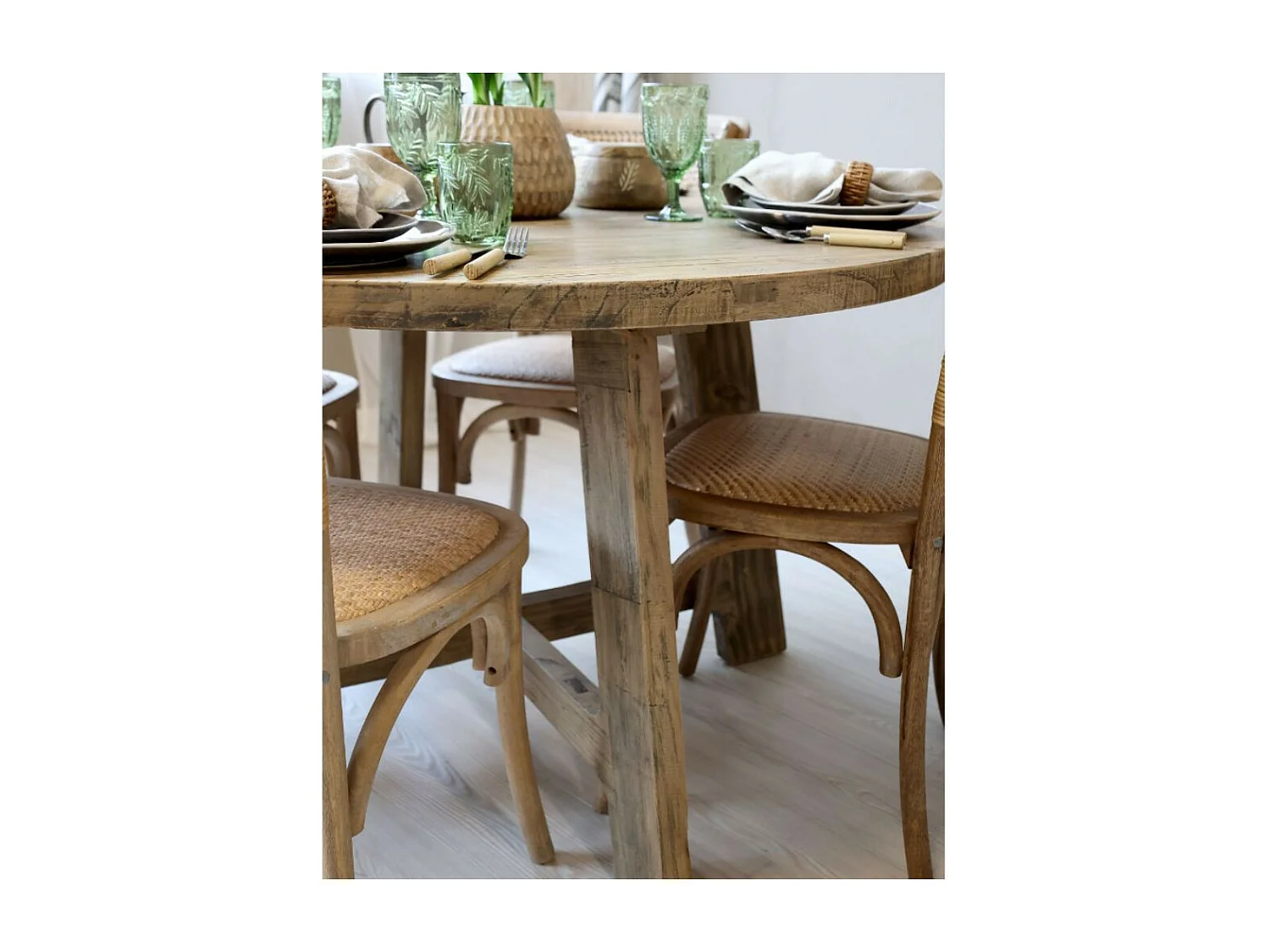 Table à manger en bois recyclé marron Ø.120 x Ht.76 cm