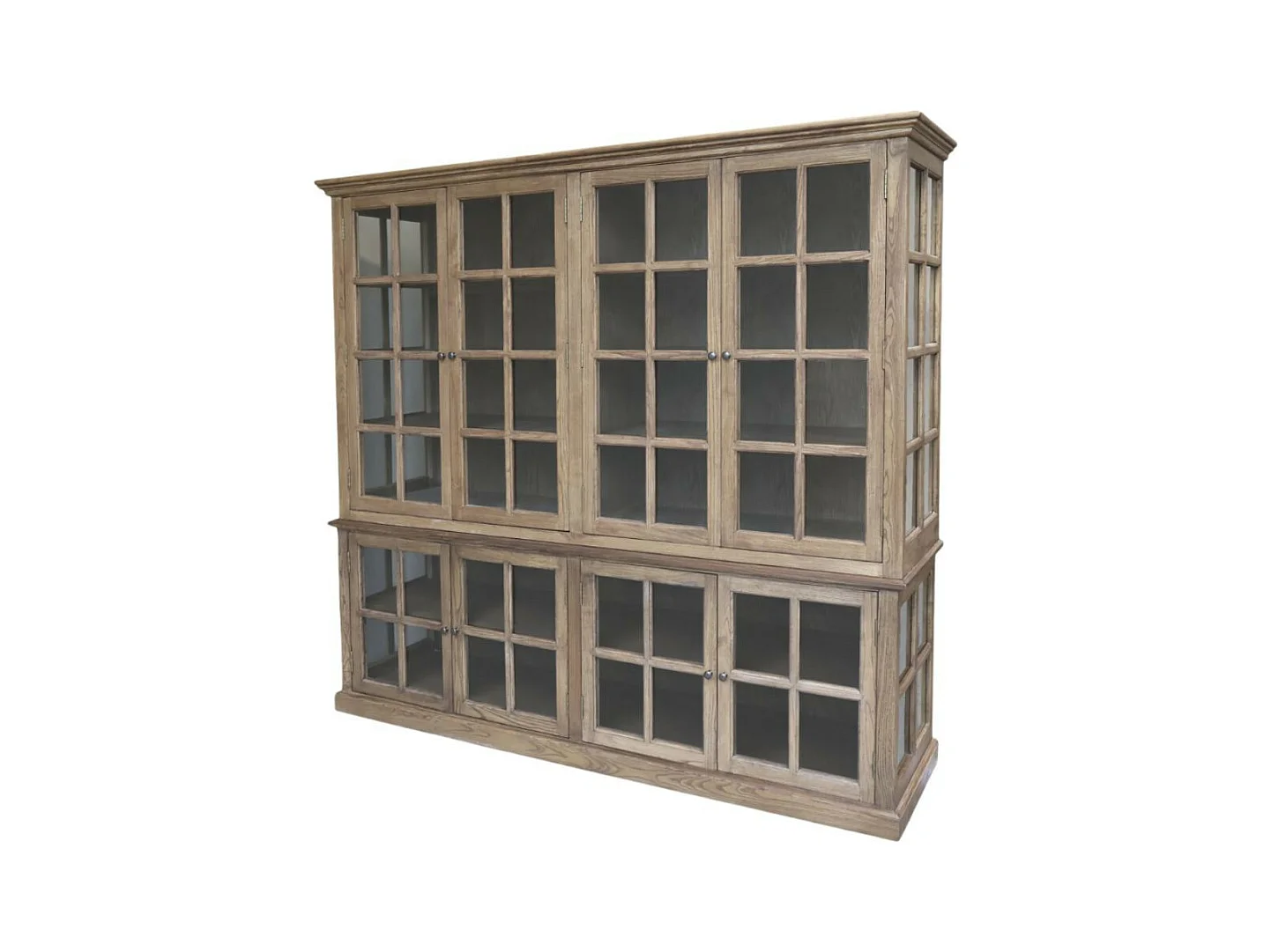 Meuble armoire vitrine en bois marron et verre 220 x 55 x 195 cm