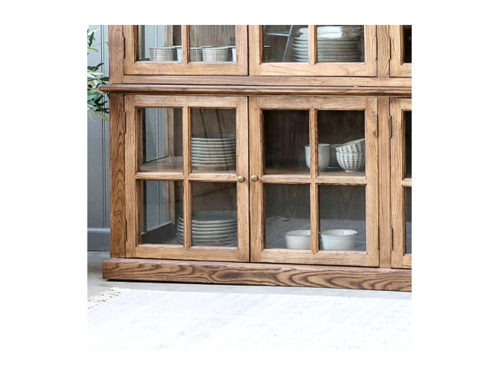 Meuble armoire vitrine en bois marron et verre 220 x 55 x 195 cm