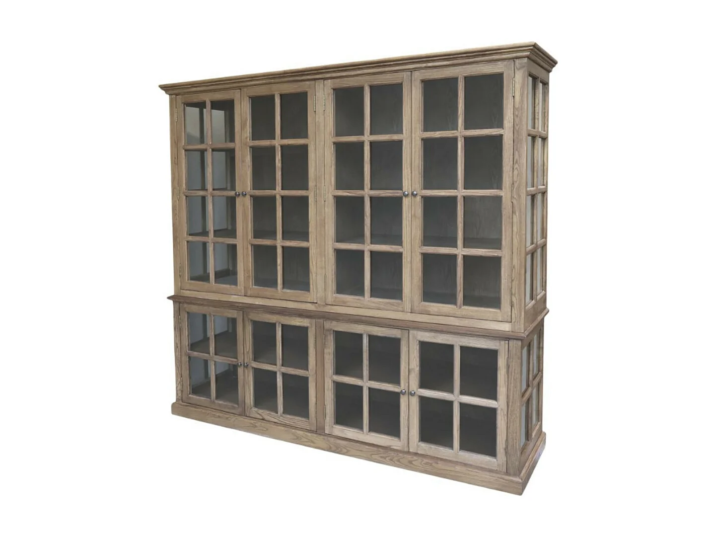 Meuble armoire vitrine en bois marron et verre 220 x 55 x 195 cm