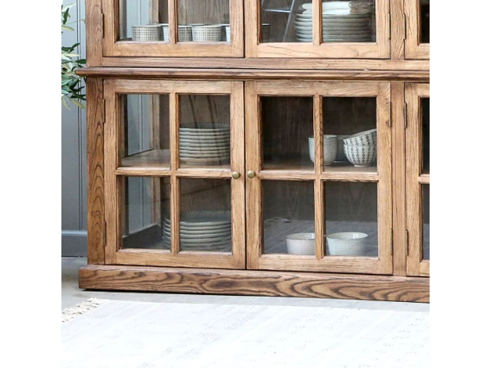 Meuble armoire vitrine en bois marron et verre 220 x 55 x 195 cm