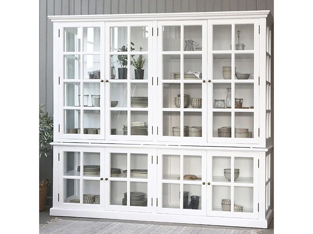 Meuble armoire vitrine en bois blanc et verre 220 x 55 x 195 cm