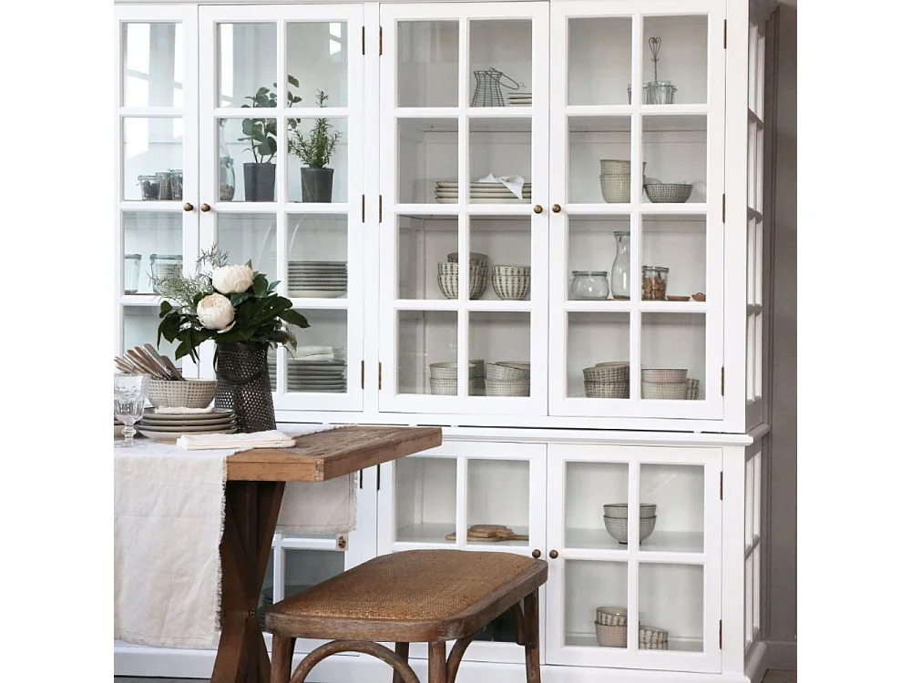 Meuble armoire vitrine en bois blanc et verre 220 x 55 x 195 cm