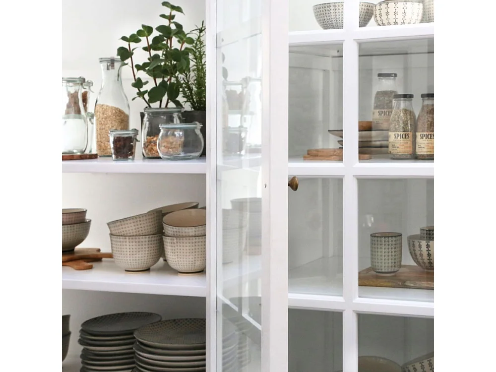 Meuble armoire vitrine en bois blanc et verre 220 x 55 x 195 cm
