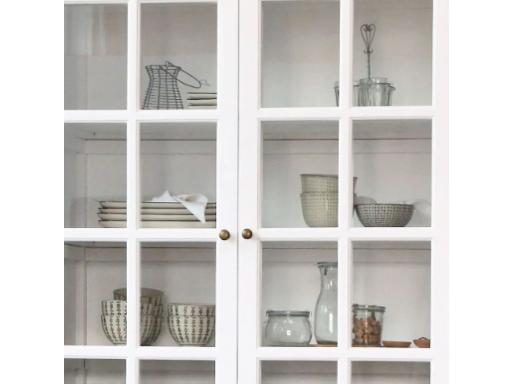 Meuble armoire vitrine en bois blanc et verre 220 x 55 x 195 cm