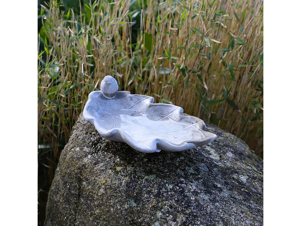 Bain d'oiseaux en béton gris 24 x 13 x 8 cm