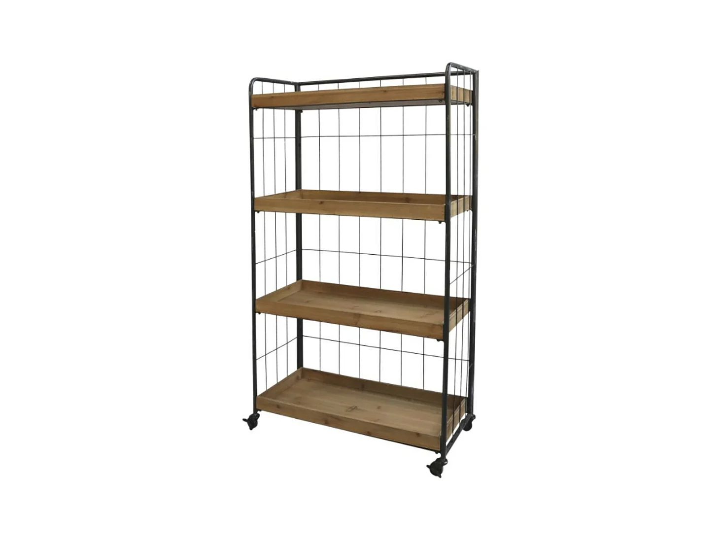 Etagère desserte chariot en bois marron et fer noir 81.5 x37.5x 140 cm