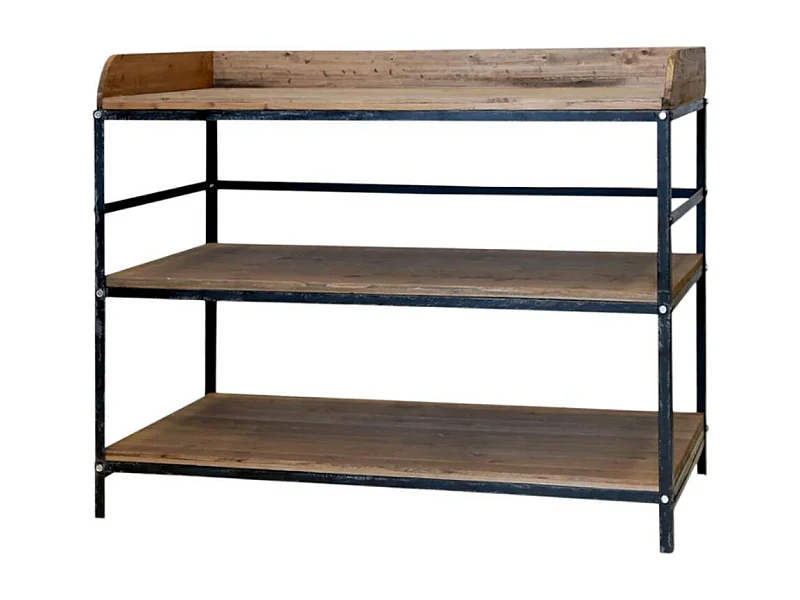 Table de service en bois marron et fer noir antique 120.5 x 61 x 99 cm