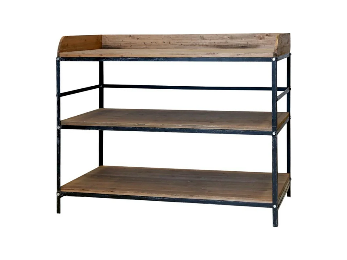 Table de service en bois marron et fer noir antique 120.5 x 61 x 99 cm