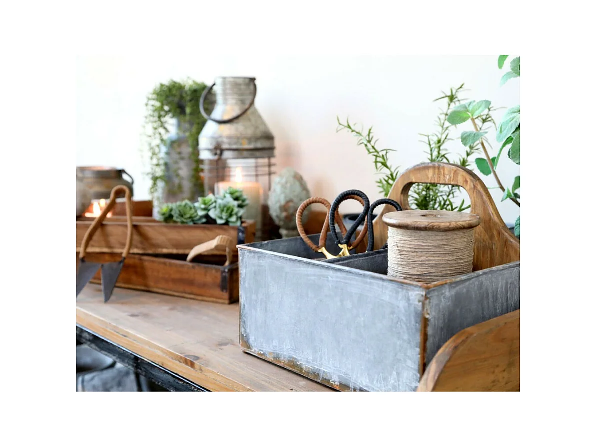 Table de service en bois marron et fer noir antique 120.5 x 61 x 99 cm