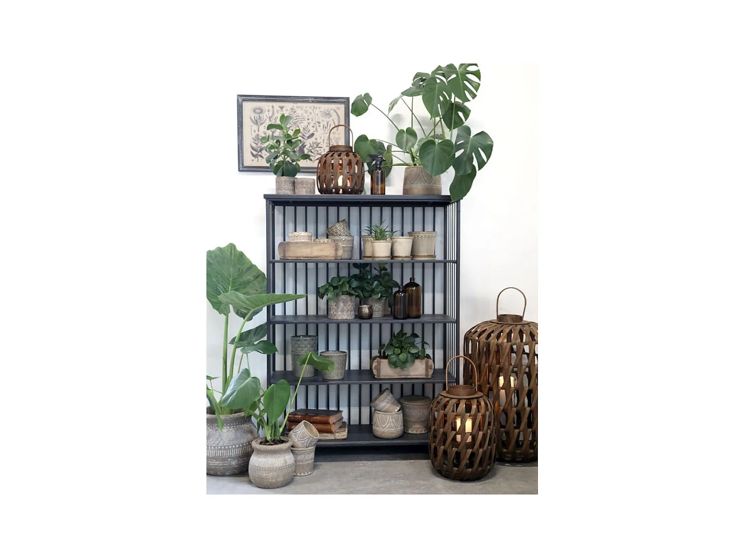 Etagère 4 étages en fer noir antique 97 x 38 x 132 cm