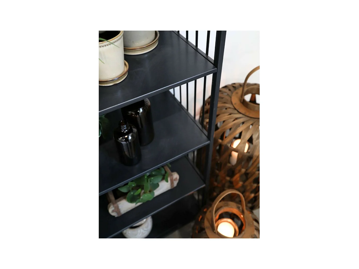 Etagère 4 étages en fer noir antique 97 x 38 x 132 cm