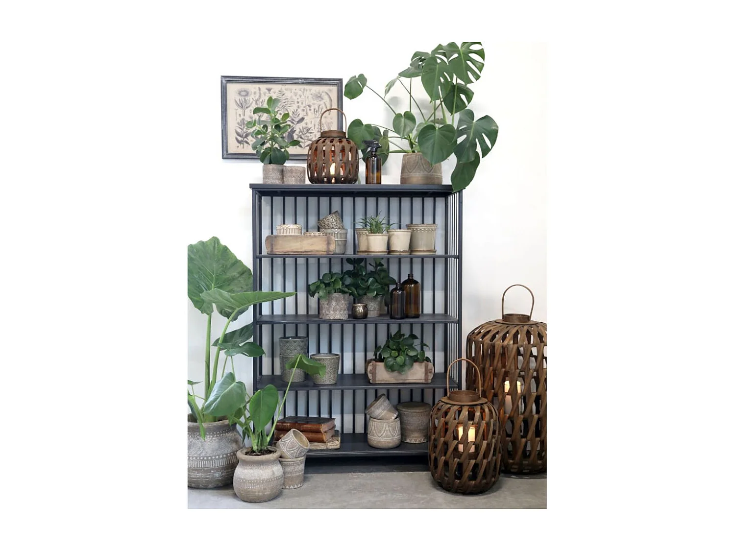 Etagère 4 étages en fer noir antique 97 x 38 x 132 cm