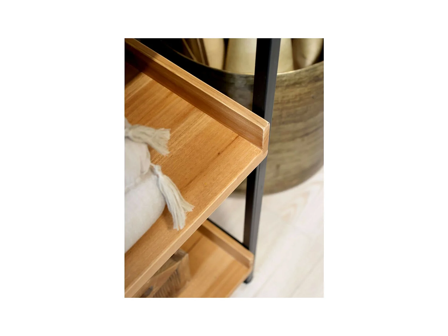 Etagère 6 étages en bois marron et fer noir antique 97 x 50.5 x 213 cm